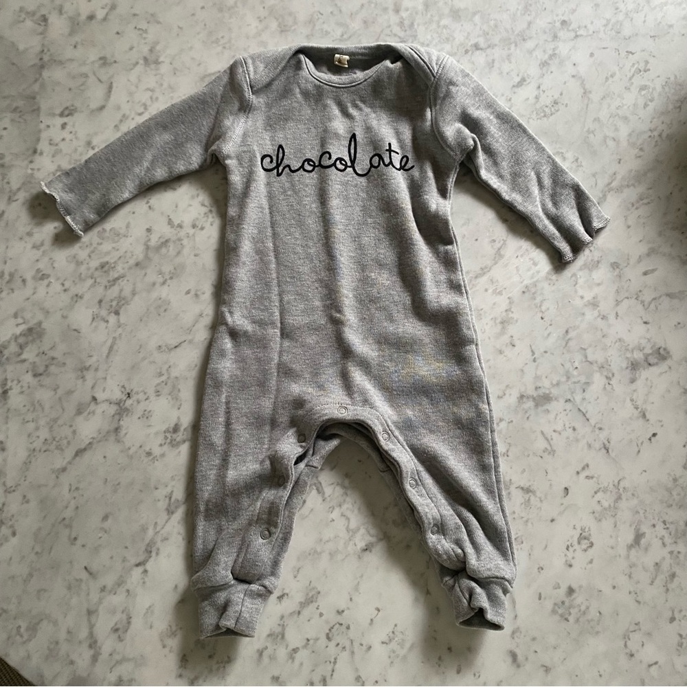 Organic Zoo Grey Chocolate Graphic Romper Onesie Playsuit
